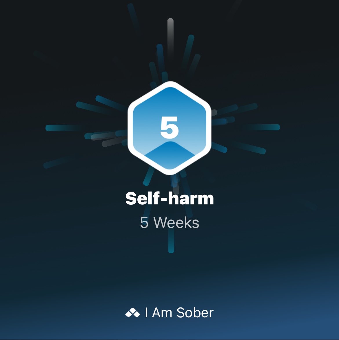 I reached my 5 Weeks milestone from Self-harm! #iamsober