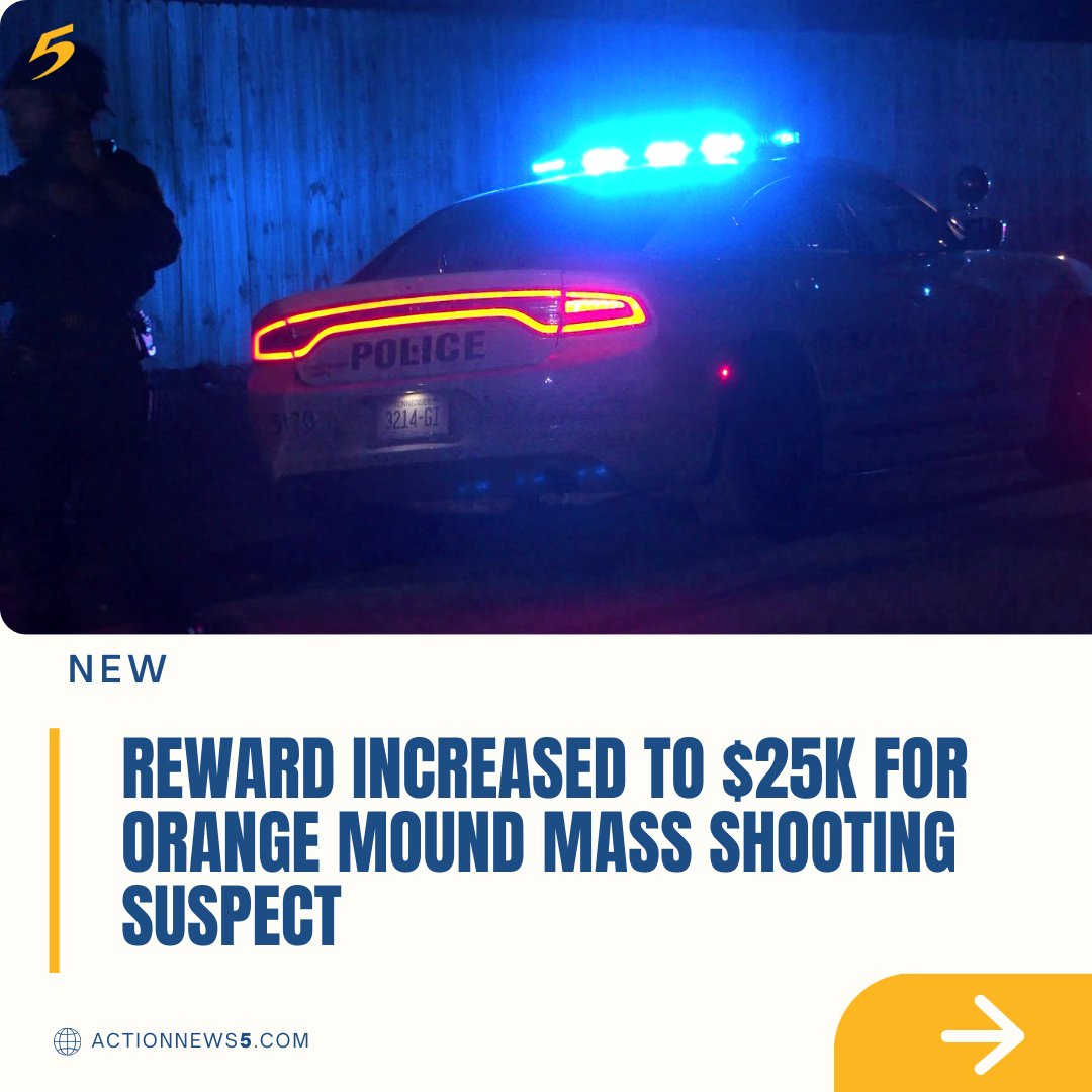 The U.S. Marshals Service is offering an additional $10,000 for information that can lead to an arrest in the mass shooting in Orange Mound. That brings the total reward for information to $25,000, with the other $15,000 coming from CrimeStoppers. tinyurl.com/27flkep2