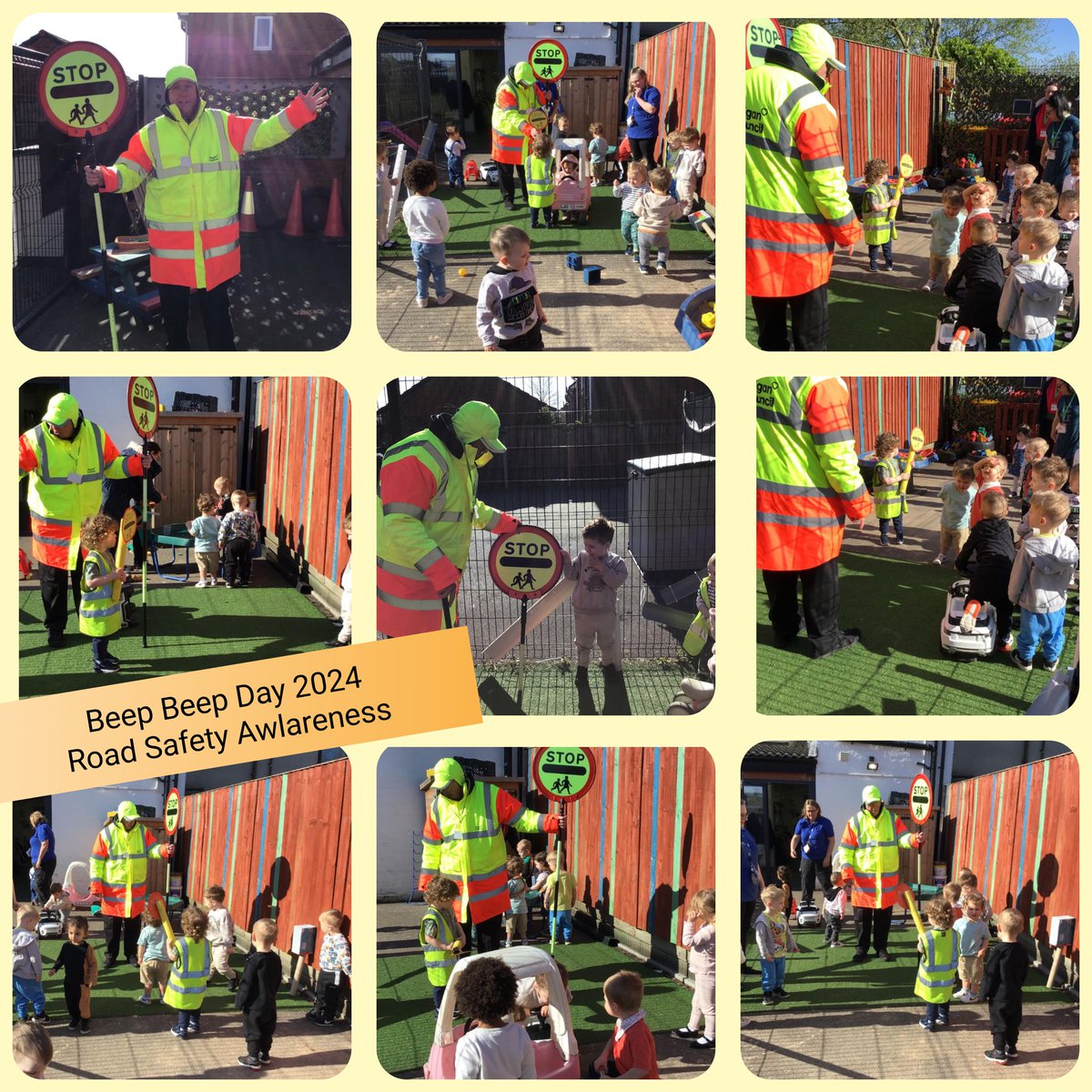 🚦Road Safety Awareness🚦 Thank you to Terry our lolly pop man who came into nursery today to talk to the children about road safety. We took it in turns to cross our friends safely by stopping vehicles with the stop sign👣🛻 #PlayLearnThrive #EarlyYearsToEmployment @QUESTtrust