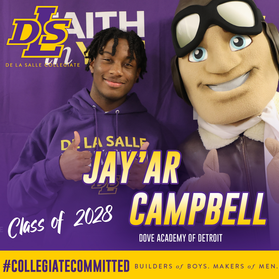 COLLEGIATE COMMITTED: We are excited to introduce Jay'Ar Campbell as the latest member of the Class of 2028 to be #CollegiateCommitted. He comes to us from Dove Academy of Detroit. Welcome, Jay'Ar! #PilotPride #classof2028 #LasallianEducation