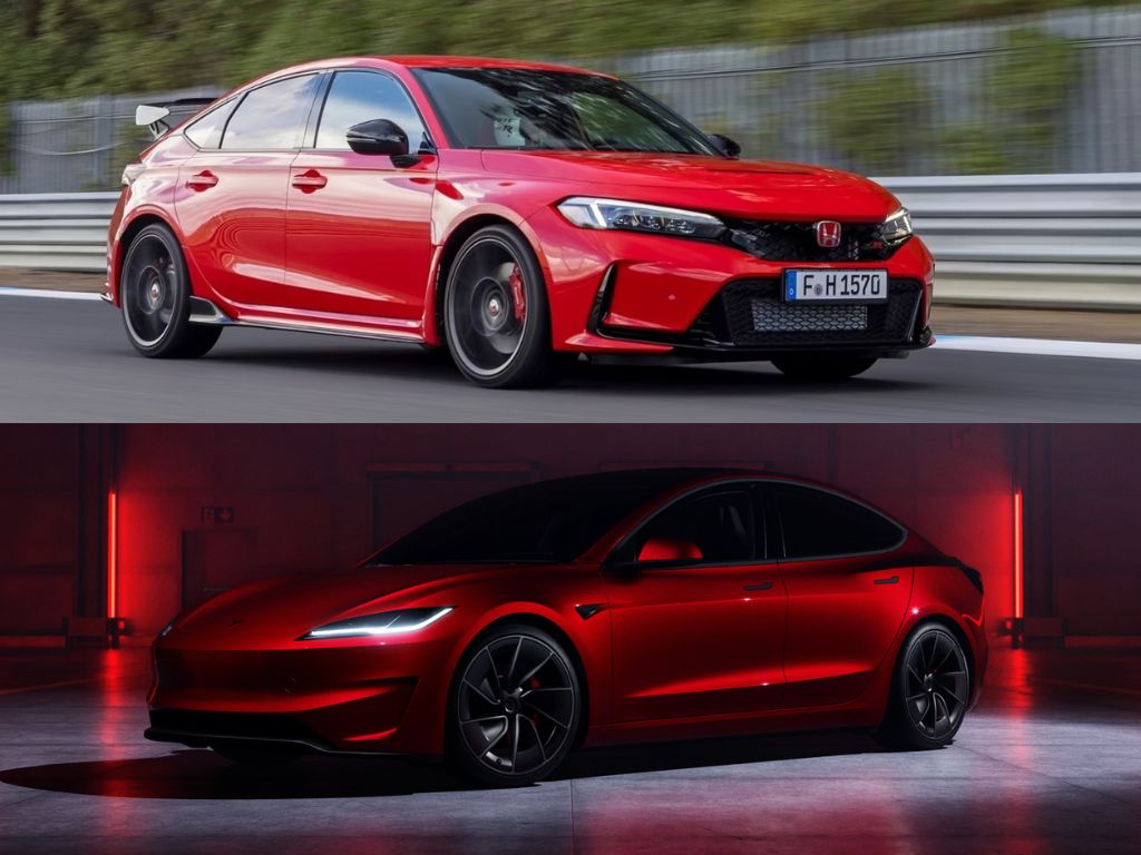 New Tesla Model 3 Performance vs Honda Civic Type R:

Starting price:
• Civic Type R: $45k
• Model 3 Performance: $45.5k (including Fed EV credit)

Range:
• Civic Type R: 298 miles
• Model 3 Performance: 296 miles

0-60 mph:
• Civic Type R: 4.9s
• Model 3 Performance: 2.9s