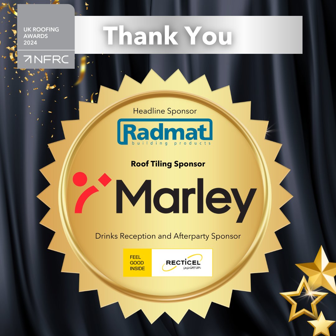 🌟 Thanks again to @MarleyLtd for sponsoring the Heritage category at the UK Roofing Awards. The countdown is on until we find out the winner live in London on 10 May, and we can't wait to celebrate with you all! #RA2024 #RoofingAwards