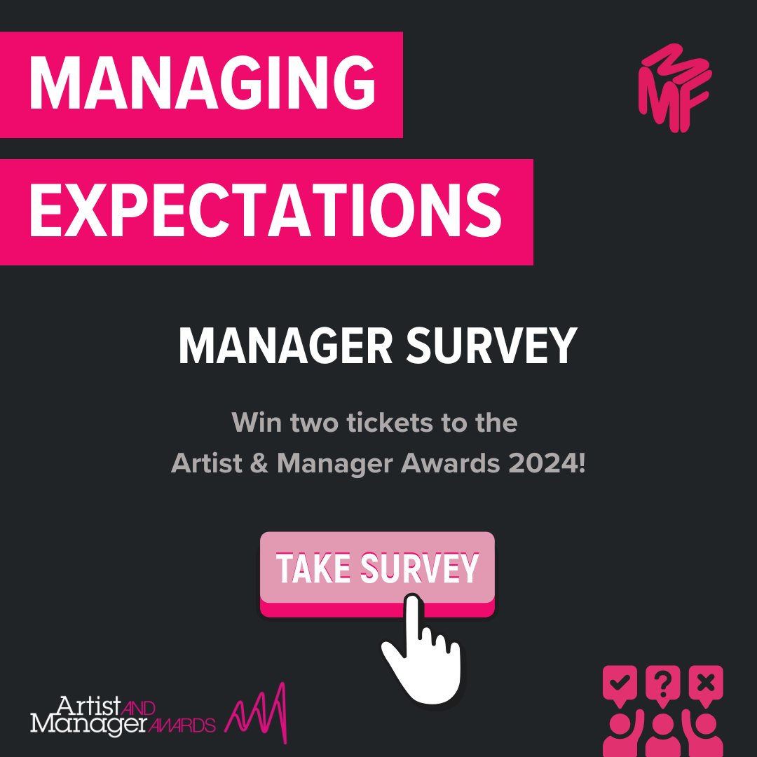 🗨️Managers, it’s time for our annual Managing Expectations survey! ⭐️This important survey (20-30 mins) about YOU and YOUR business helps us to gather valuable data and insights as part of our long-term research strategy into music management. 🔗surveymonkey.com/r/MS6HKFJ