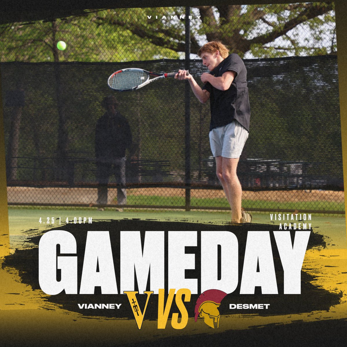 It's Gameday! We have Varsity Baseball and Tennis in action, and Volleyball will be hosting SLUH tonight for their Cancer Awareness Match #HigginsStrong #VianneyVolleyball #VianneyBaseball #VianneyTennis