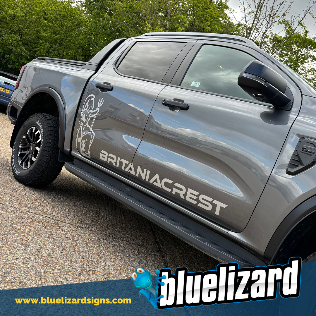 Subtle metallic-silver graphics applied to this new Ford Ranger for Britaniacrest Recycling Ltd

Vehicle graphics, digitally printed graphics & vehicle wraps by Blue Lizard Signs.

#crawleywrap #commercialwrap #vanwrap #vehiclewrap #vansignwriting #vangraphics #signwriting
