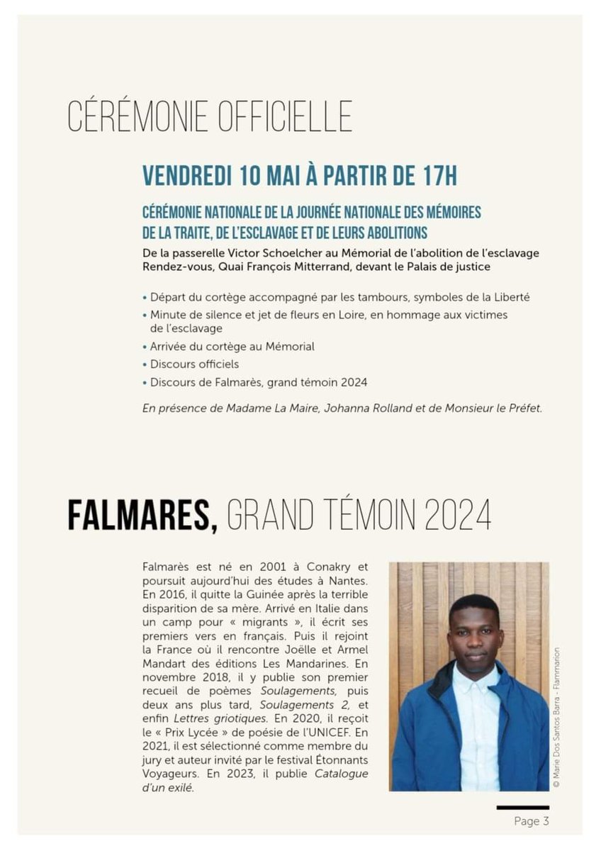 Hier, préparatifs de la cérémonie nationale des mémoires de la traite, de l'esclavage et de leurs abolitions avec la Ville de Nantes et ses partenaires.

Cette année, je suis désigné par <a href="/nantesfr/">Ville de Nantes</a> comme le Grand Témoin de cet évènement.

#10mai2024
#Falmarès #DONNERLEMAX