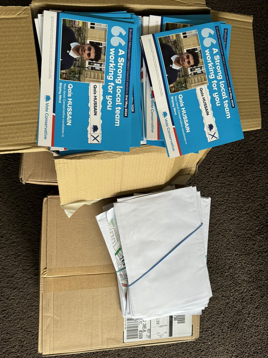 Not many left to deliver! #voteconservative #Conservatives #qaishussain #shipley #localelections #19 #bradford #council