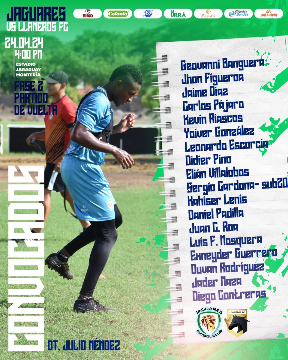 Esta es la lista de nuestros 18 convocados listos para brillar en el Jaraguay. 💪💙 ¡Apoyemos con todo a nuestros felinos en su enfrentamiento contra Llaneros FC por la Copa BetPlay! 🐆