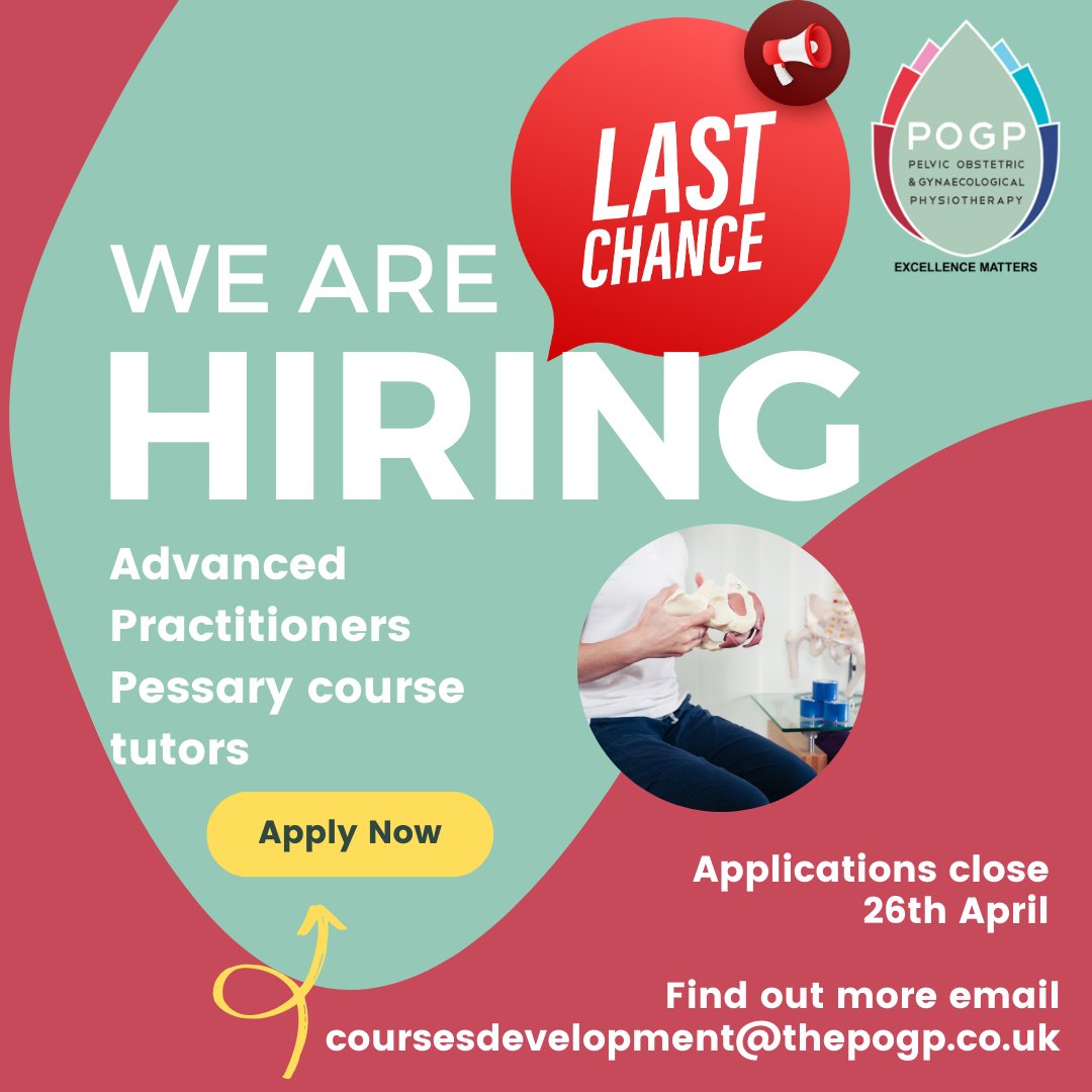 📣2 days left to apply! 📣 We're looking for tutors for our new Advanced Practitioner Pessary Course, apply by 26th April. For more information 👉ow.ly/jtK850R4Qnl 👀Keep a look out for news when this course will be launched!