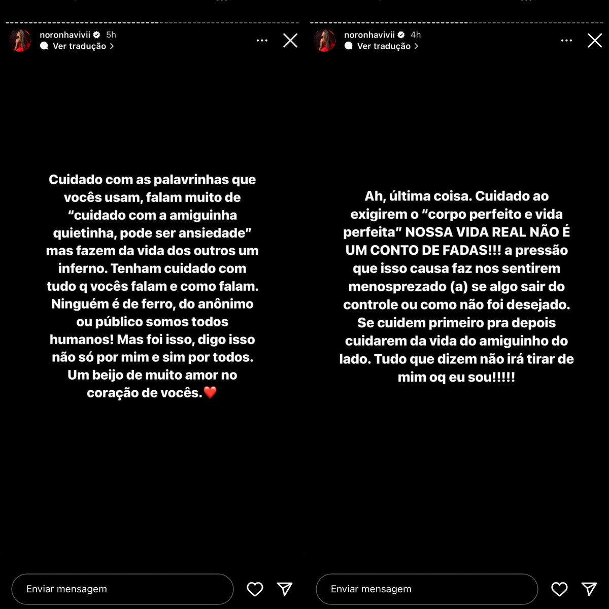 🚨VEJA: Após Vivi Noronha e Poze do Rodo reatarem o relacionamento, a influenciadora rebateu os comentários dos internautas que disseram que o cantor estava ‘roubando’ o brilho dela: “Tomem cuidado com tudo que vocês falam e como falam. Ninguém é de ferro…”