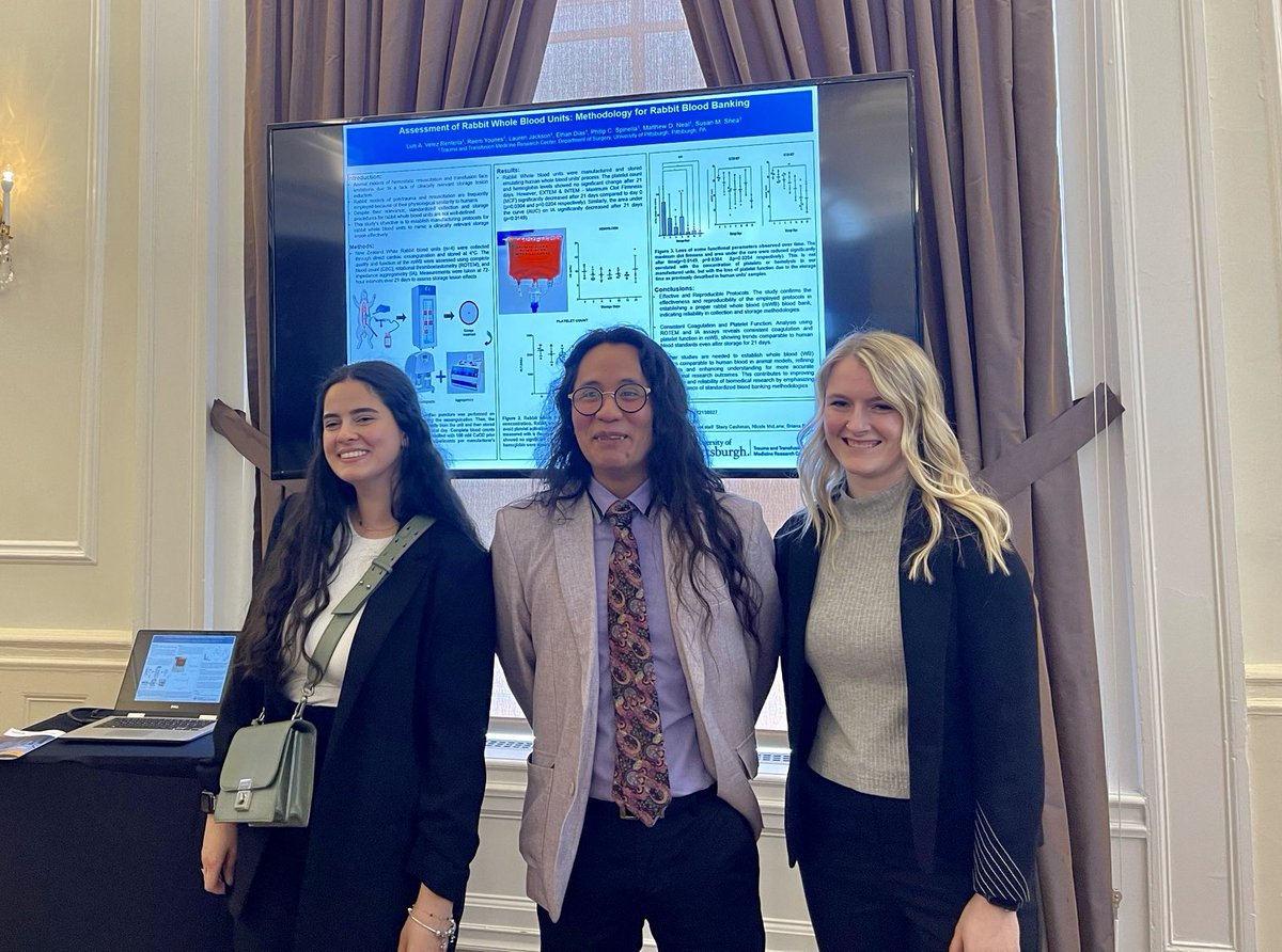 Had a great time learning about all the work done in the department at the Simmon’s Surgery research day! Also got the chance to discuss our work on whole blood 🩸<a href="/PittTTMRC/">Pitt Trauma & Transfusion Medicine Research Center</a> <a href="/SMSheaLab/">Susan Shea</a> <a href="/NealLabPitt/">The Neal Lab</a> <a href="/PittSurgery/">Pitt Surgery</a>