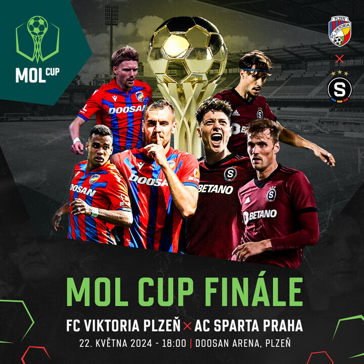 Známe termín finále MOL Cupu. 🏆 Finálové utkání mezi @fcviktorkaplzen a @ACSparta_CZ se odehraje ve středu 22. května od 18:00 v plzeňské Doosan Aréně. 🤩🤩 #MOLCup