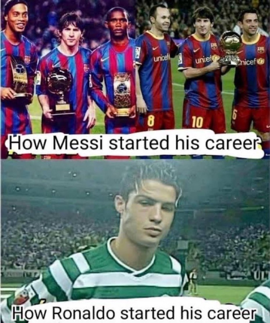CristianoXtra_'s tweet photo. Unpopular opinion:

If Cristiano Ronaldo had Messi’s easy career path he would’ve already scored 1000+ goals. https://t.co/syAqhnRrrW