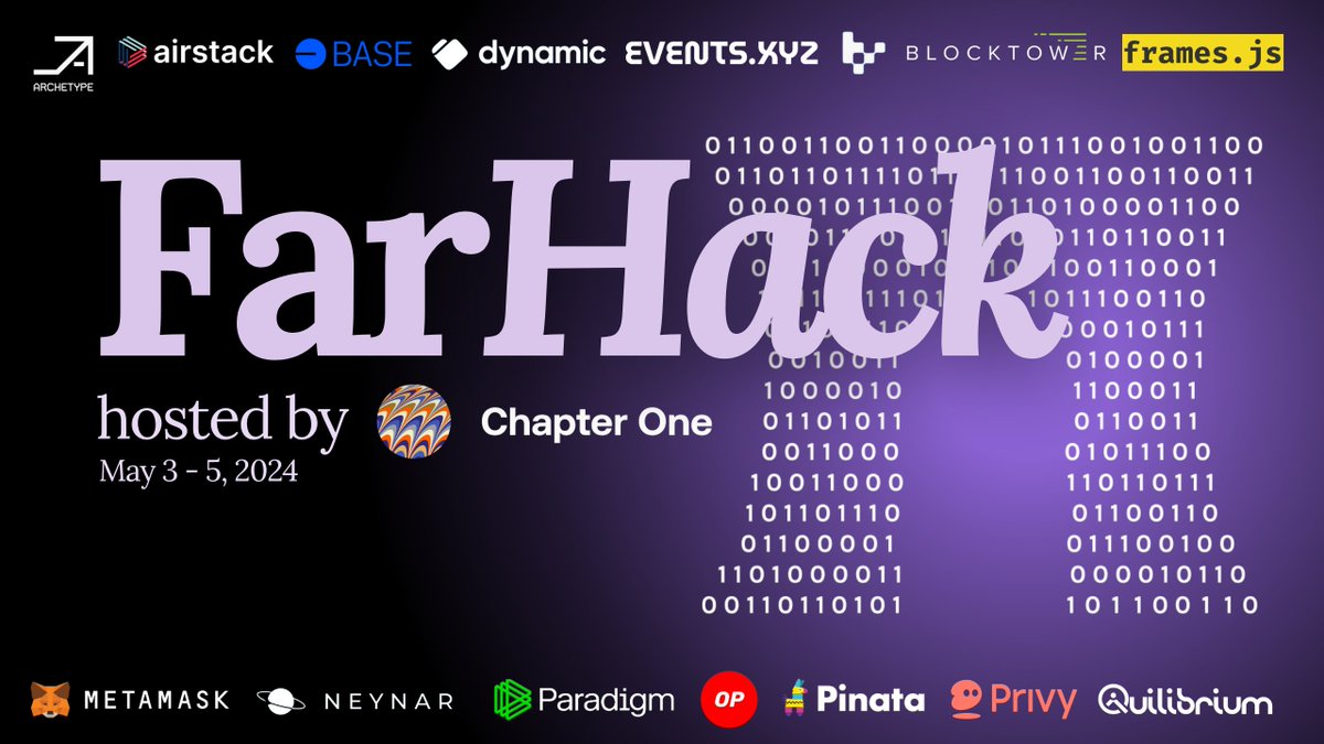 We're so excited to be hosting FarHack at Farcon at our HQ in Santa Monica, CA 🫡 May 3 - 5. RSVP: farhack.xyz @farcaster_xyz Drop a link to your FC profile in the comments if you're hacking.