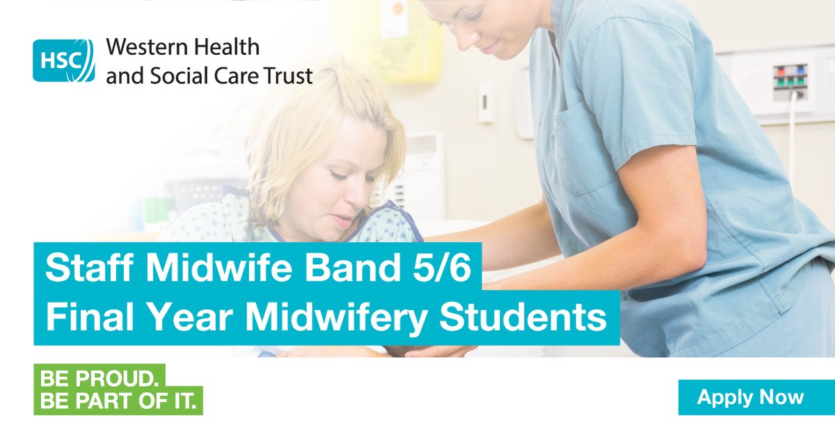 talentdoghq's tweet photo. The @WesternHSCTrust are currently seeking applications for Band 5/6 Staff Midwife posts across the Trust. Permanent Full-Time / Part-Time and As and When Required contracts available. Final Year Midwifery Students are also eligible. 

Apply online today: https://t.co/OCJhiFNXse https://t.co/PyJfzF4pqn