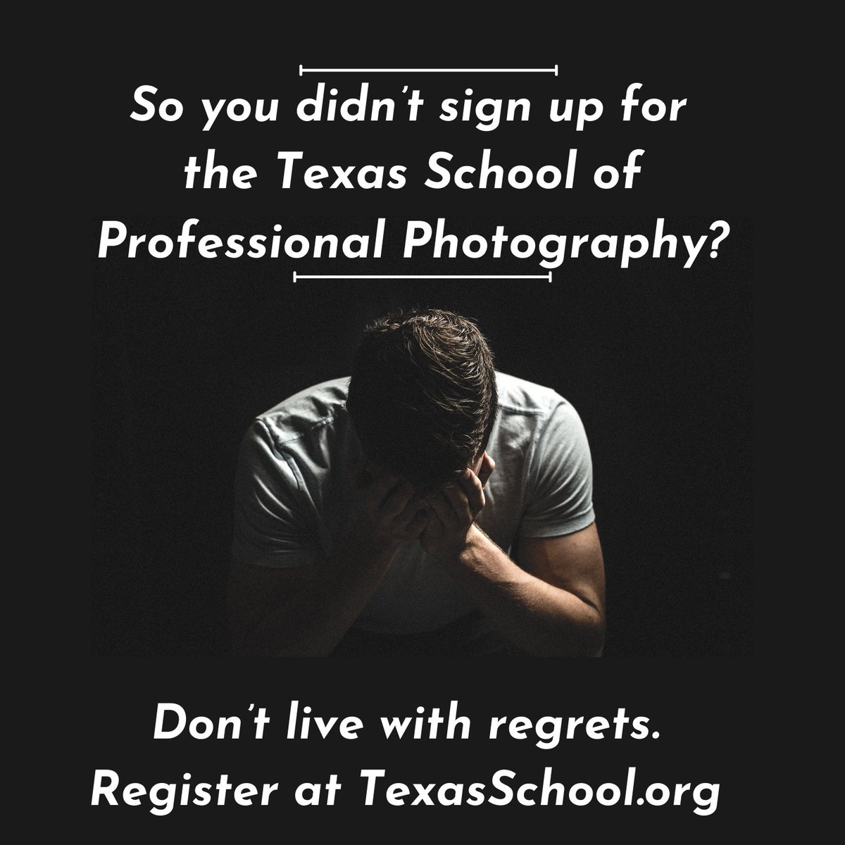 Indecision. It can rob you of the opportunity to do more with your photography.  Make the right decision and register for the Texas School of Professional Photography.  It starts April 28 - May 3 in Adisson, TX.  It will be the best decision you ever make. TexasSchool.org