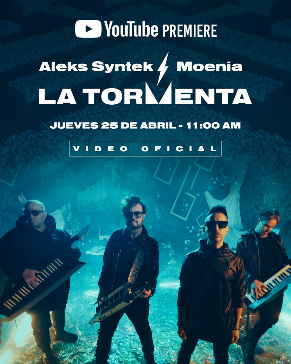 ¡No se pierdan MAÑANA el estreno del video oficial de La Tormenta ⚡️ junto a MOENIA! youtu.be/QWxKOiz1938 #VideoOficial #AleksSyntek #Moenia #LaTormenta #estreno #YouTube #NuevaMusica