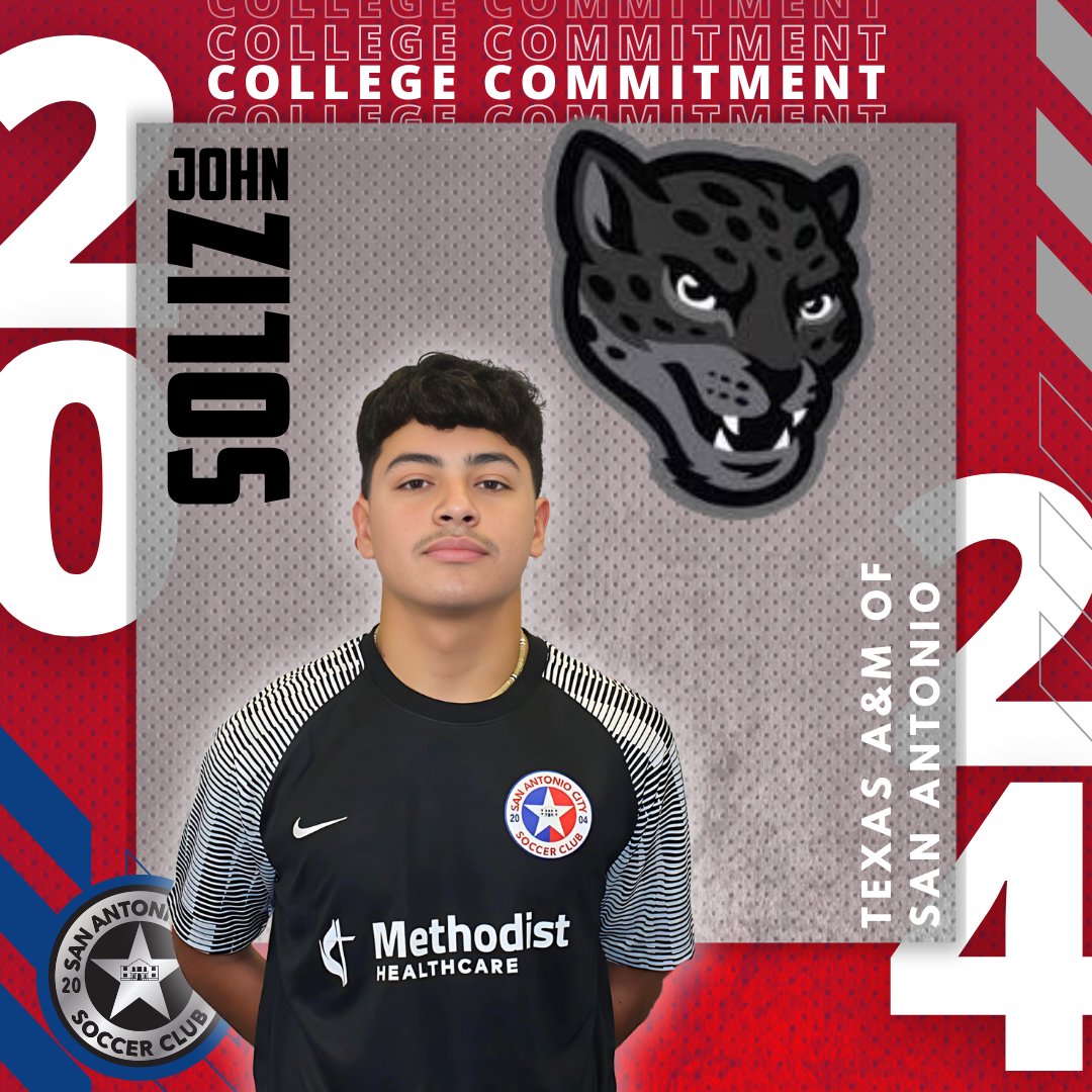 🚨 𝘾𝙊𝙈𝙈𝙄𝙏𝙏𝙀𝘿 🚨 Congratulations to John Soliz from our SA City 05/06 ECNL on his commitment to Texas A&M San Antonio to continue his education and soccer career! 🔴🔵🔜🐾⚫️⚪️ #SaCityProud #TrustTheProcess