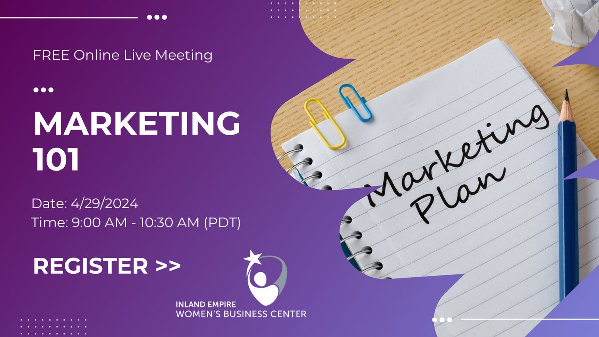 Ready to elevate your marketing for free? Join IEWBC on 4/29 at 9 AM PDT for a workshop on targeting clients & organic promotion. Register by 8 AM! 🌟 

bit.ly/3JwdnEu

#MarketingSkills #FreeWorkshop
