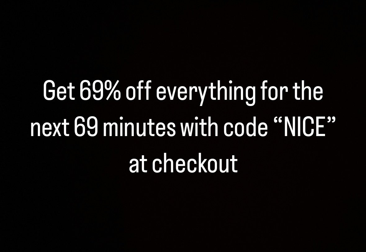 Get 69% off everything for the next 69 minutes with code “NICE” at checkout passedoutwooks.com