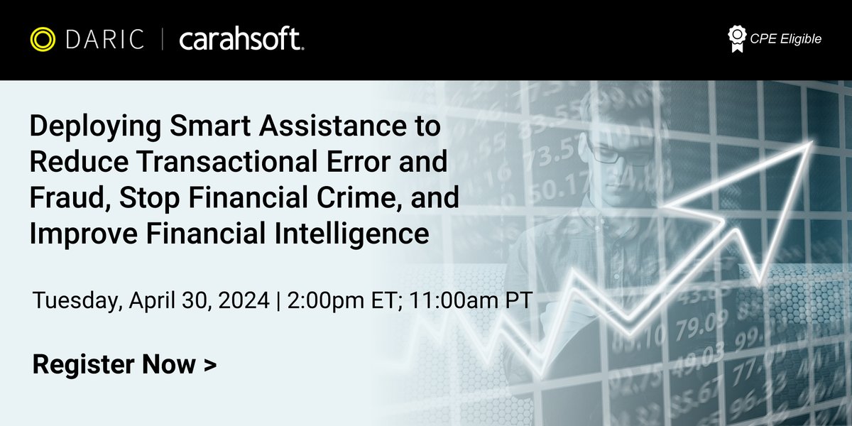 Discover the benefits of #smarttransactionmonitoring for #treasurers, #controllers & more with #Daric! On 4/30 learn how to #detectfraud & #financialcrimes in real-time: carah.io/4ee707