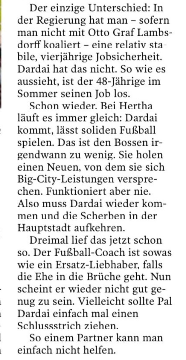Gute Zusammenfassung des Status Quo zwischen Hertha und Pal #Dardai. Einfach mal zufrieden sein. #hahohe #BerlinerWeg #TeamPal #InPalWeTrust
Quelle: Schwäbisches Tagblatt