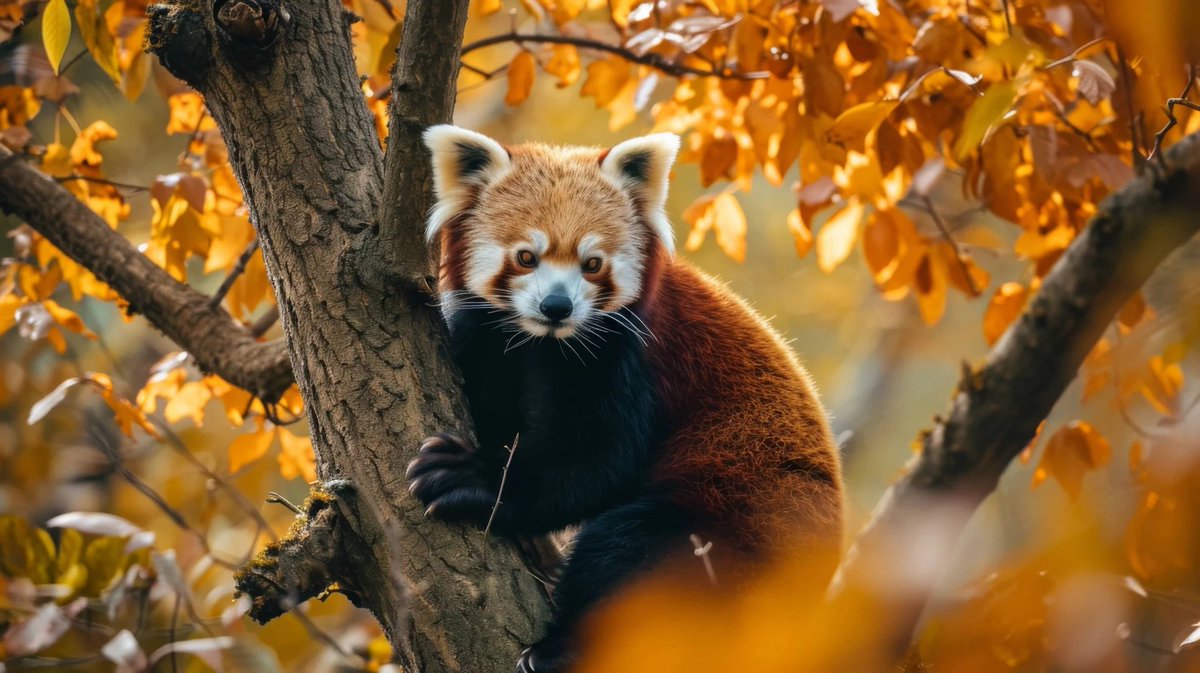 Behold this stunning AI-generated artwork of a curious red panda in an autumn forest! 🐾🍂 The vibrant colors and intricate details make this piece truly captivating. #AIart #wildlifephotography #redpanda #autumnvibes 📸🎨