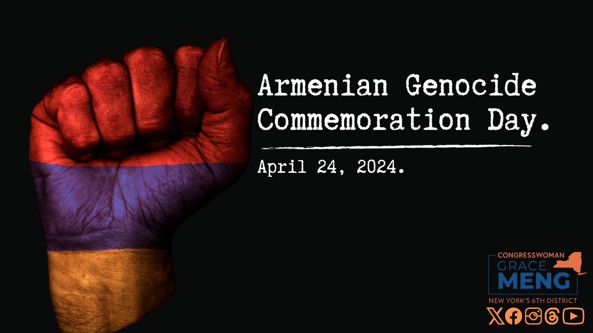 Today we mark the 109th anniversary of the Armenian Genocide & honor the 1.5M innocent Armenians murdered. This solemn day takes on new meaning with Azerbaijan's aggression against Artsakh. We must stand by Armenia & hold Azerbaijan accountable.