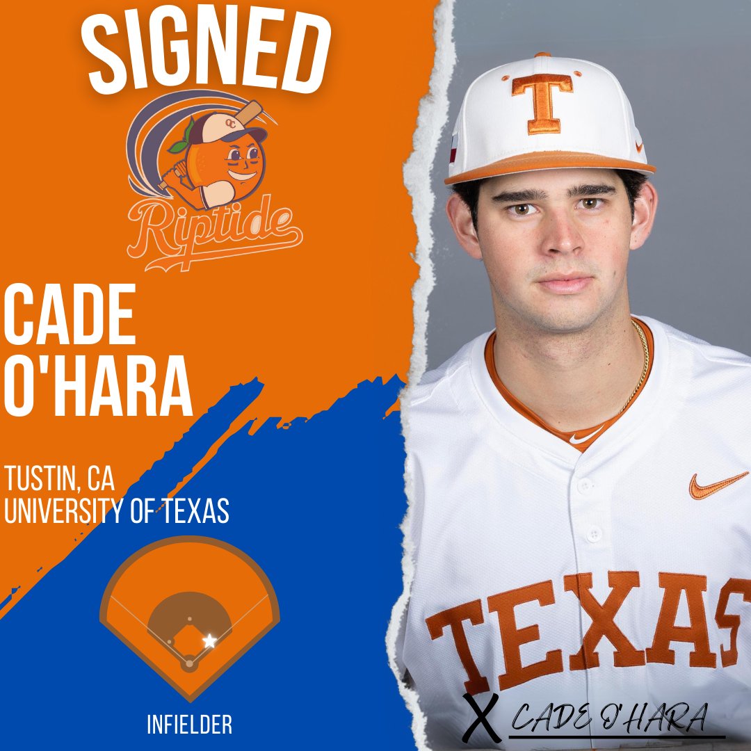 Riptide Alert! 🚨 Welcome to the #OCRiptideFamily Cade! 🟠🔵 @texasbaseball Sophomore pitcher Cade O'Hara will be playing #SummerBall in Orange County at @yourgreatpark for the OC Riptide 2024 season! #OCRiptideBaseball #YourGreatPark #cclbaseball