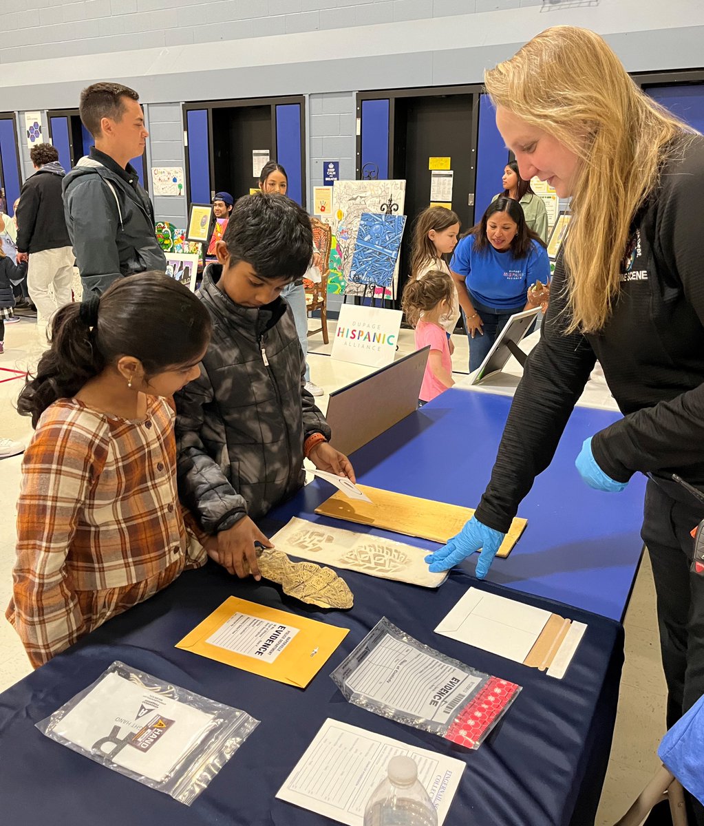 STEAM night fun at Meadow Glens & Beebe. Our staff used radar technology to capture the speed of a tennis ball thrown by students, helped students identify fingerprint patterns & footwear impressions, & showed students how to expose invisible ink with an alternate light source.