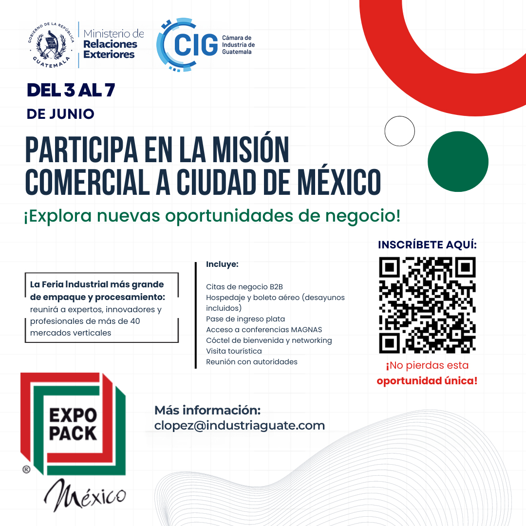 Cámara de Industria de Guatemala y el Ministerio de Relaciones Exteriores te invitan a participar en la Misión Comercial a Ciudad de México, en donde podrás de explorar nuevas oportunidades de negocio. Regístrate ingresando a: forms.gle/kBDxGY5chg9Jh1…