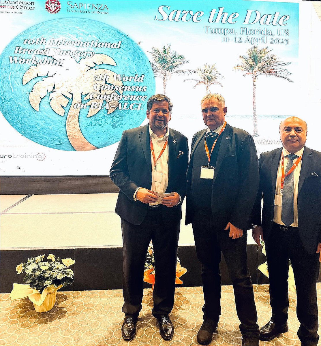 ESPRAS_Europe's tweet photo. Present President, Riccardo Giunta, with #ESPRAS past President, Rado Zic and #EBOPRAS president, Cenk Demirdöver, for the BIA-ALCL Global Consensus Conference in Rome. https://t.co/w02IbBWUkF #BAPRAS #StrongerTogether https://t.co/NERz651Rwc