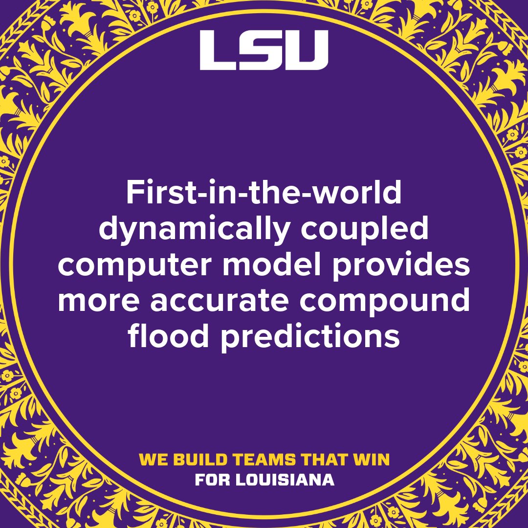 CC&E’s Z George Xue and his Coupled Ocean Modeling Group have built the world’s first dynamically coupled 2-way computer modeling system, helping to better protect coastal communities with more accurate predictions of compound floods flood.lsu.edu #WBTTW #lalege