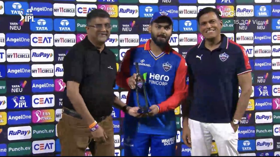 Rishabh Pant Won the player of the match award. - CAPTAIN PANT LEADS BY EXAMPLE.
