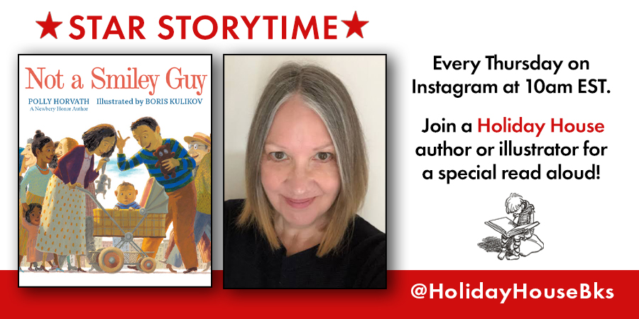 Be sure to tune in to our Star Storytime tomorrow with @HorvathPolly and her #picturebook, NOT A SMILEY GUY! instagram.com/holidayhousebk… #starstorytime