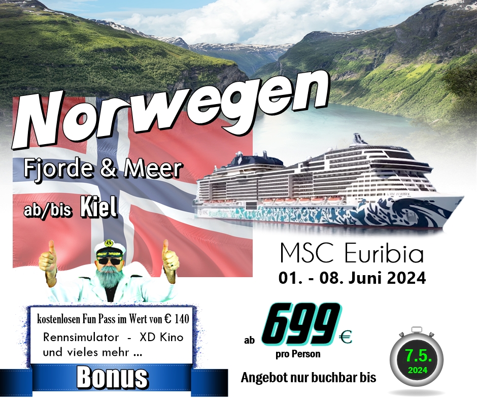 🔥⏰ TOP-Angebot - buchbar bis 7.5.24 ⏰🔥
🇸🇯  NORWEGEN - Fjorde &amp; Meer 🇸🇯
🎁 mit Bonus FUN PASS 🎁

▶️ specials.discount-cruises.de/de/angebot?t=N… 👀

🔊 Werbung #kreuzfahrt #cruise #MSC #norwegen #fjorde