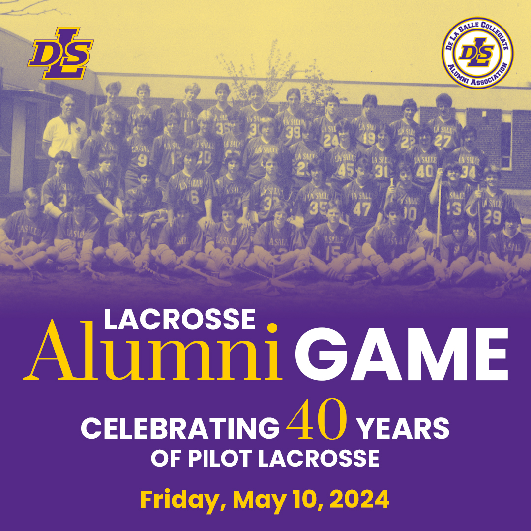 NEWS: Ex-DLS lacrosse players, celebrate 40 years of Pilot lacrosse by joining us Friday, May 10, for our alumni lacrosse game!

Sign up today by clicking HERE: tinyurl.com/pudsfccd.

For any questions regarding the game, please email cferrari@delasallehs.com.
 
#PilotPride