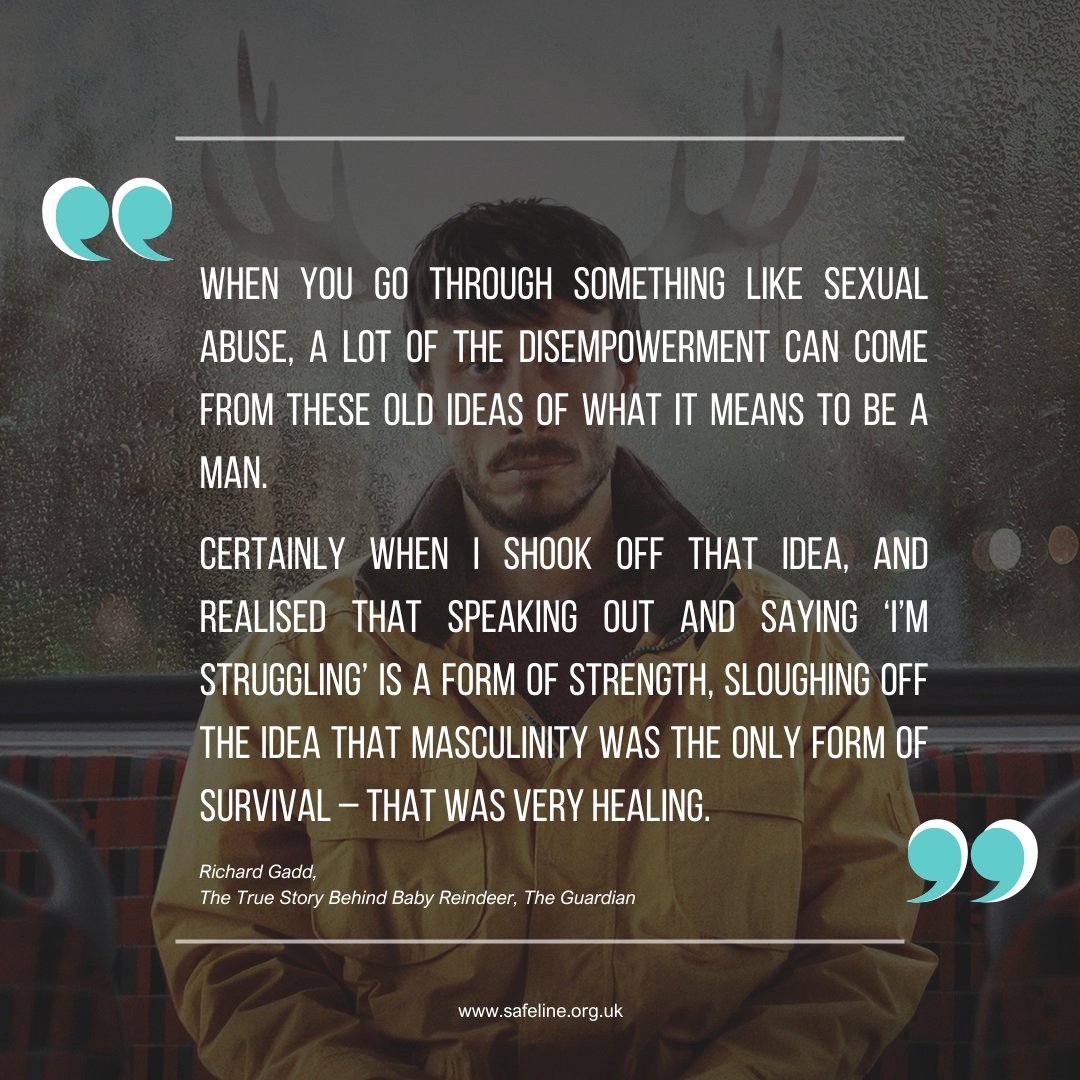 #BabyReindeer is breaking the silence around sexual abuse against men. Men can be ab*sed, assaulted, stalked, and r*ped.

National Male Survivor Helpline: 0808 800 5005

#malesurvivors #richardgadd #stalking #abuse