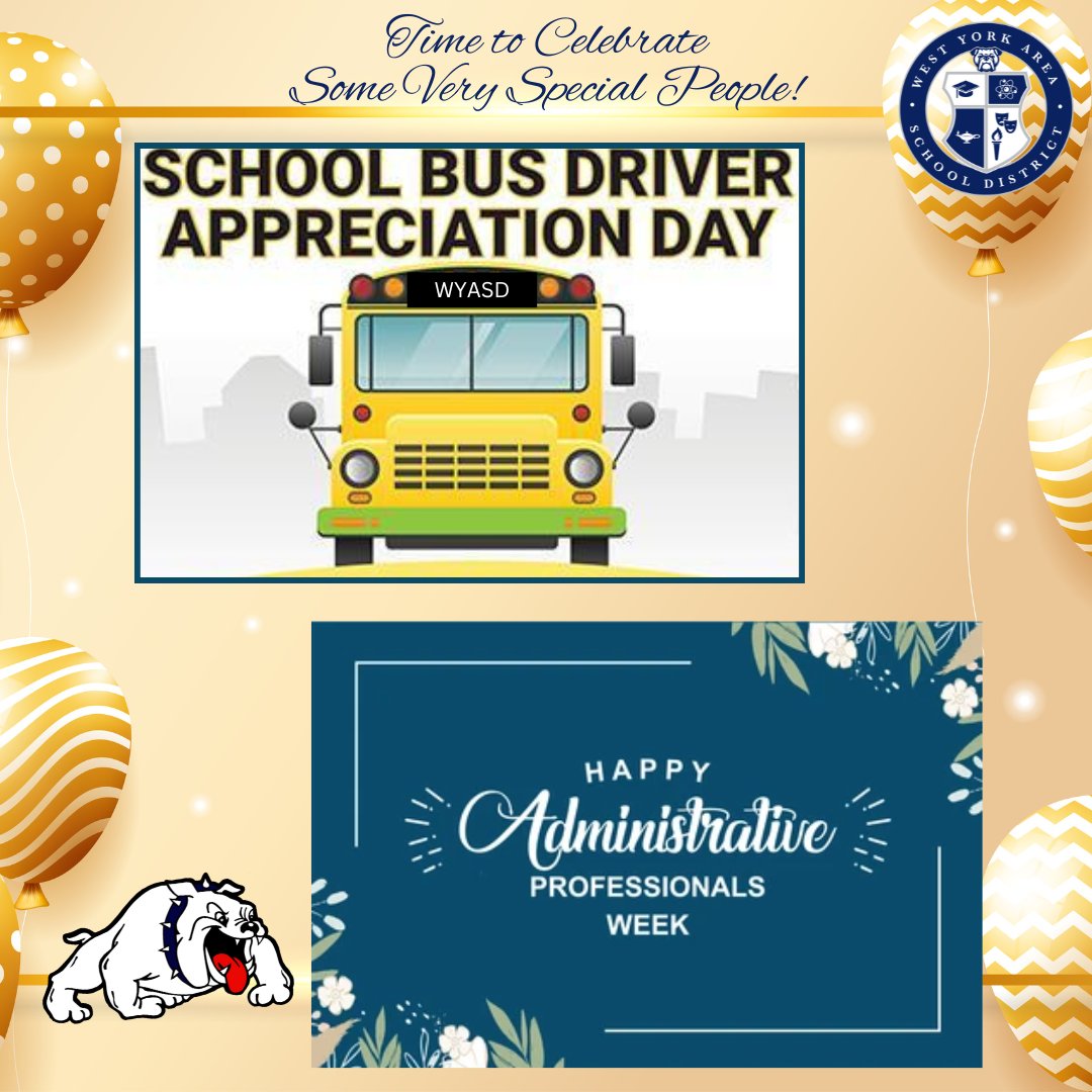 This week, we celebrate two AWESOME groups of people, our School Bus Drivers and our Administrative Professionals!  A big shout-out to both for their dedication to WYASD!  Know that we appreciate you!

#wyproud #wyasd