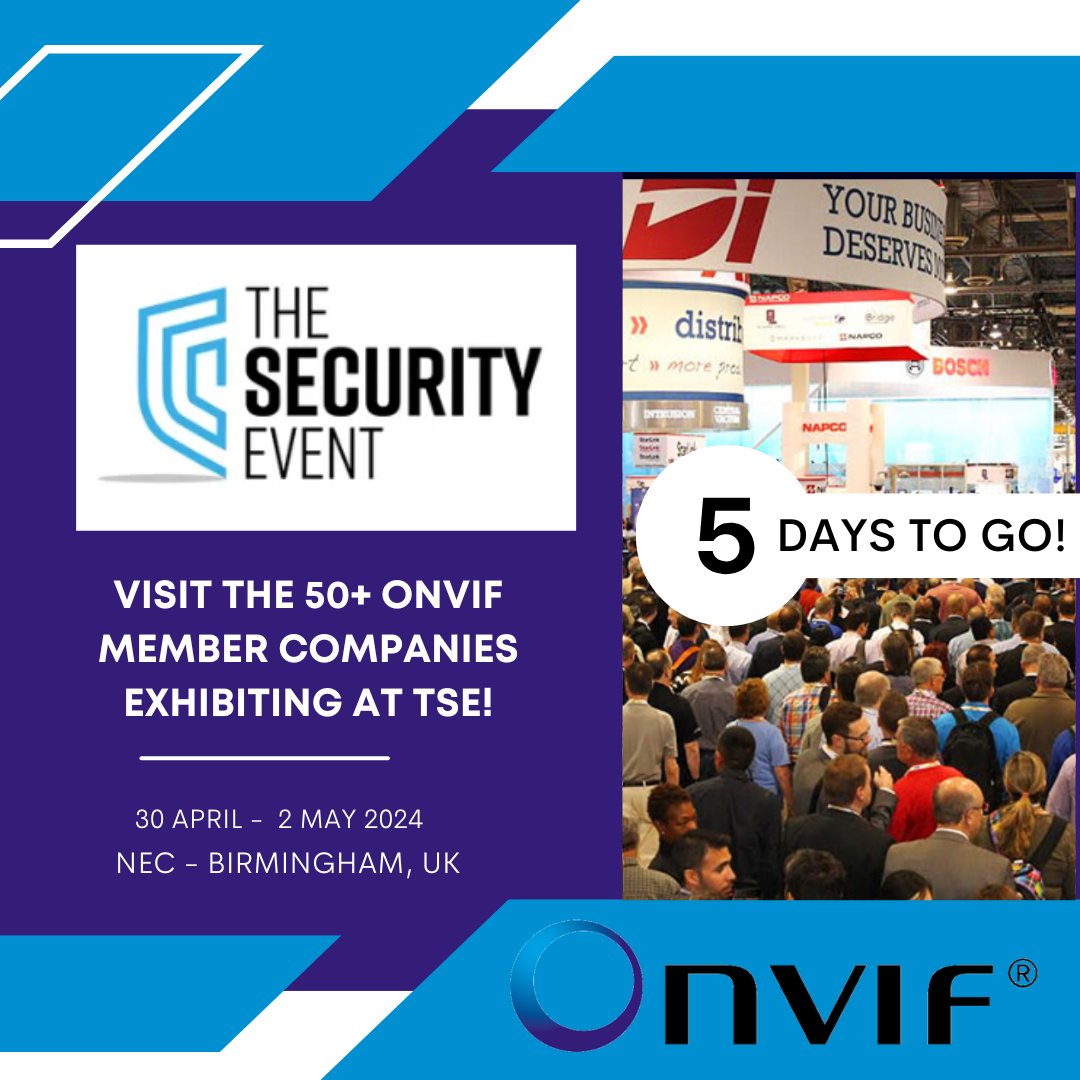 The Security Event, the UK's premier security expo, kicks off next Tuesday in Birmingham. While you won't find us at an ONVIF stand, we'll be represented at #tse2024 by our member companies from across the world! Free tickets still available here: lnkd.in/e4RXa_B2