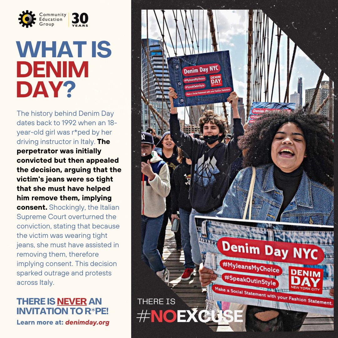 Today is #DenimDay, a day aimed to raise awareness about sexual assault, challenge victim-blaming attitudes, and promote support for survivors. To learn more about what you can do to take action, visit: denimday.org

#noexcuse #endsexualviolence #supportsurvivors