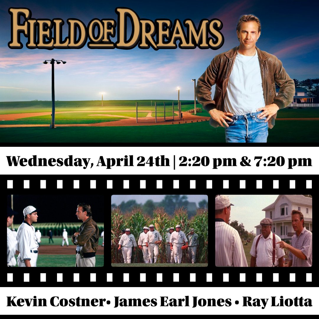 TODAY - We have two screenings of the 1989 classic, 'Field of Dreams.' We will be screening a 2:20 pm matinee & a 7:20 pm evening show. GET TICKETS NOW! 🎟 > bit.ly/3MRhFGf or cactustheater.com | #lubbock #hubcity #cactustheater #cactusclassiccinema #fieldofdreams