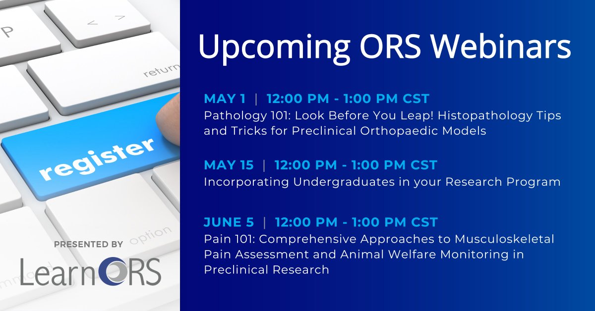 Don't miss out on the opportunity to expand your knowledge with #WebinarWednesdays, presented by LearnORS. Check out our upcoming webinars, offering invaluable scientific and career development insights. ORS members can register for free! Learn more: bit.ly/3c5yyQc