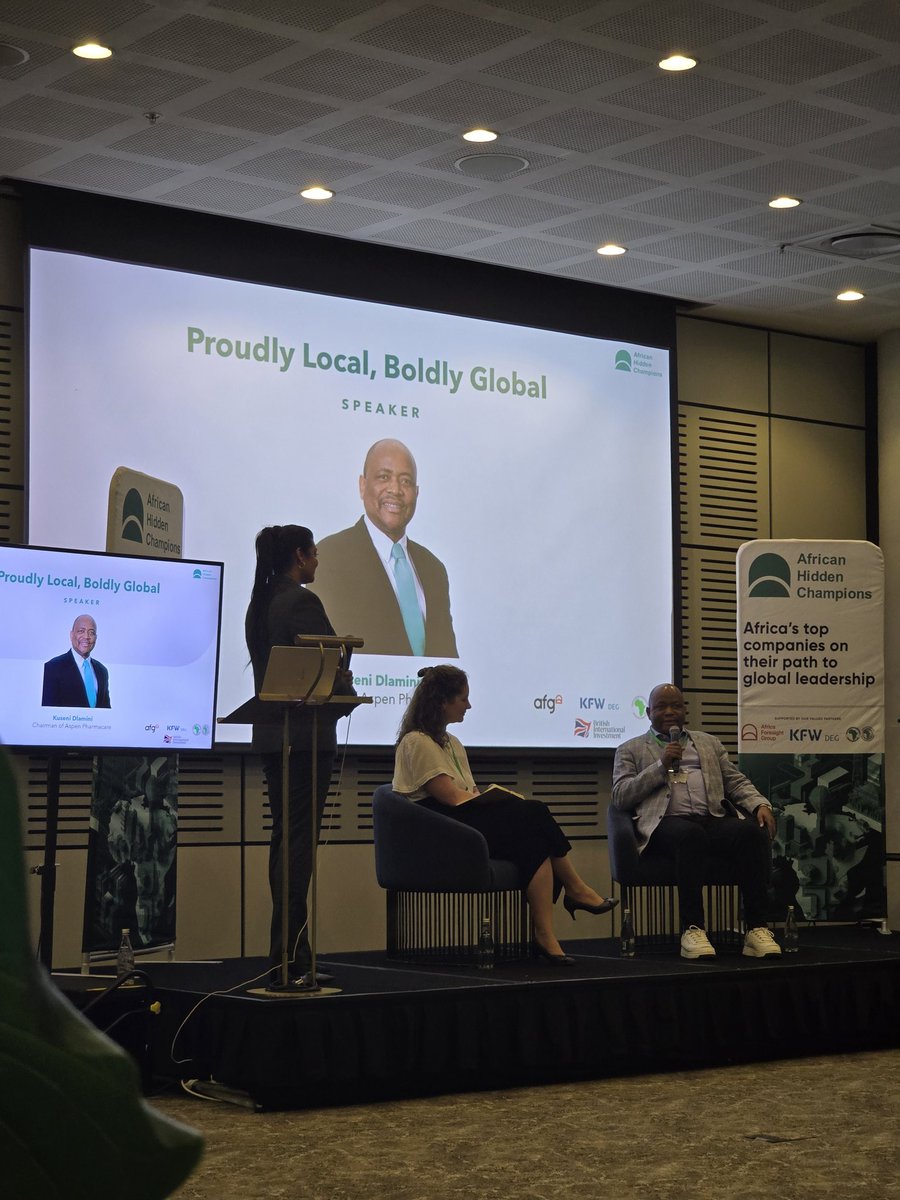 Anne Keppler from DEG and Nkuseni Dlamini, Chair of Aspen and AlexForbes talking about critical success factors for companies to compete globally. How are you spending your evening? I'm at <a href="/AfricaForesight/">Africa Foresight Group</a>'s Africa Hidden Champions Soirée