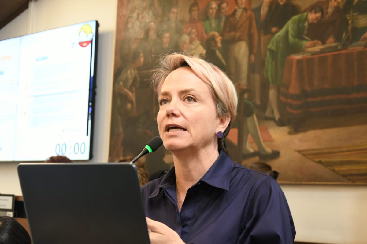 ConcejoDeBogota's tweet photo. #ComisiónDelPlan I Posteriormente, Isabel Segovia Ospina, Secretaria de @Educacionbogota  realizó la presentación en temáticas como: atención integral a la primera infancia, cierre de brechas, proyecto de vida y convivencia escolar. También entregó un consolidado del "Sistema de Alertas" entre los años 2019 a 2023.