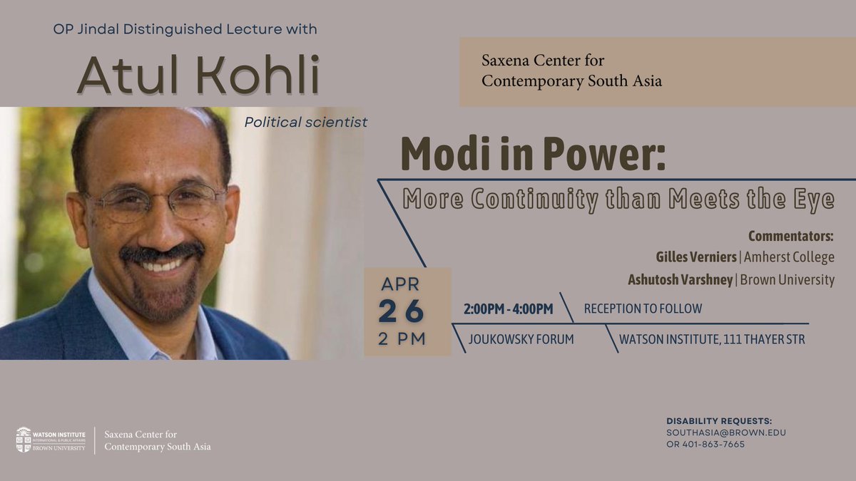 Join us for the OP Jindal Distinguished Lecture featuring political scientist Atul Kohli. Following the event, join us for a reception with food and drinks, offering a chance to interact with participants in an informal setting.