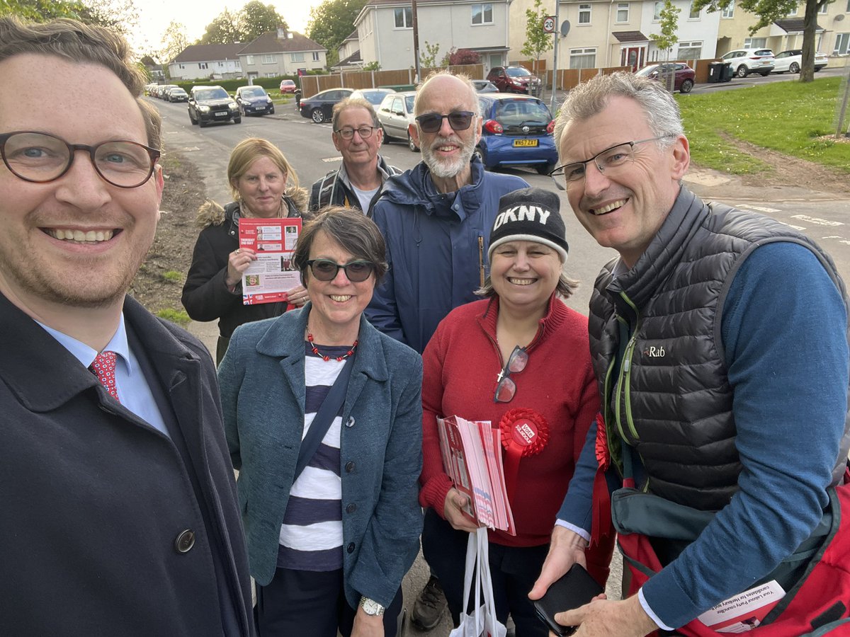 A very lovely evening in sunny Henbury with our brilliant @LabourBristol council candidates, Peter and Wendy.