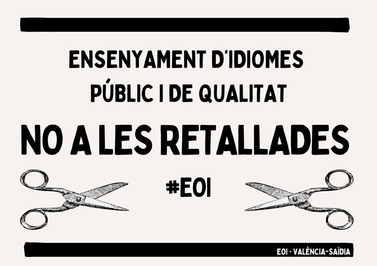 📢 La Saïdia Comuna rebutgem públicament les retallades a les Escoles Oficials d'Idiomes per part de la Conselleria d’Educació i ens afegim a les mobilitzacions convocades per la comunitat educativa.