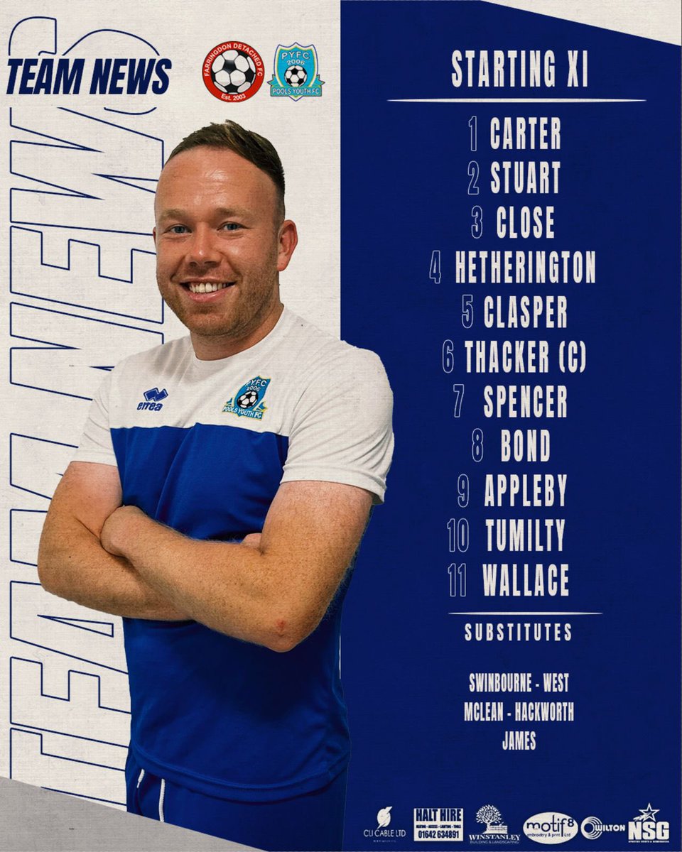 Here’s how we line up for this evenings game 👊

Liam Spencer makes 2 changes to his starting line up with Jack Bond and Jack Wallace both coming in. 

🔵 UTPY ⚪️