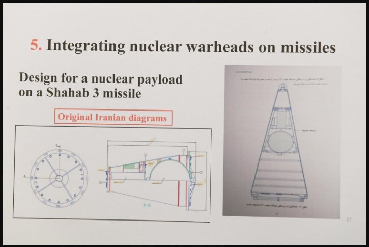 ראש הנפץ הגרעיני שתוכנן עבור הטיל כפי שנחשף במסגרת חשיפת 'ארכיון הגרעין'.